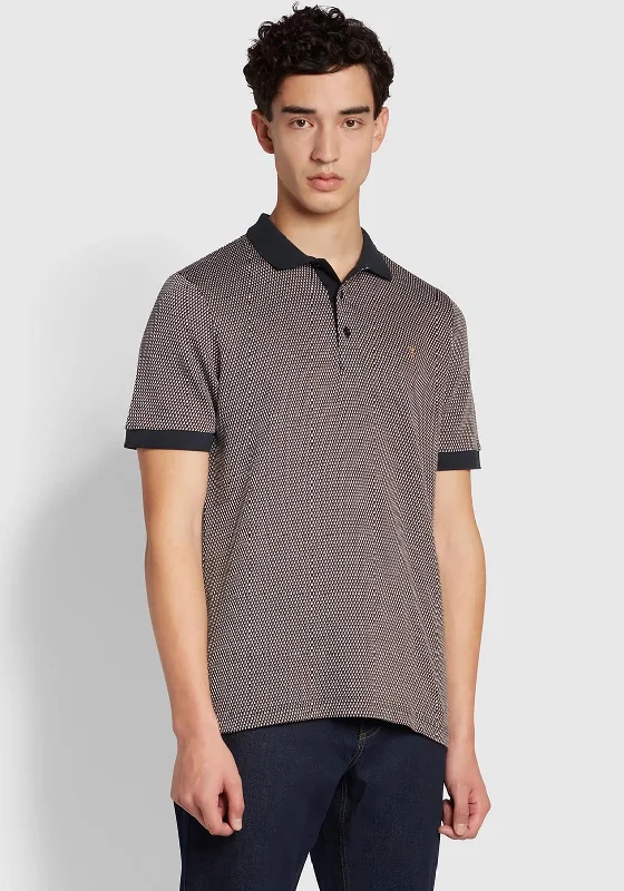 Raglan sleeve polo shirtFarah Camden Jacquard Polo Shirt, True Navy