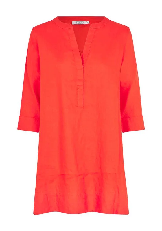 Masai Goda Tunic Linen Mini Dress, Orange Com