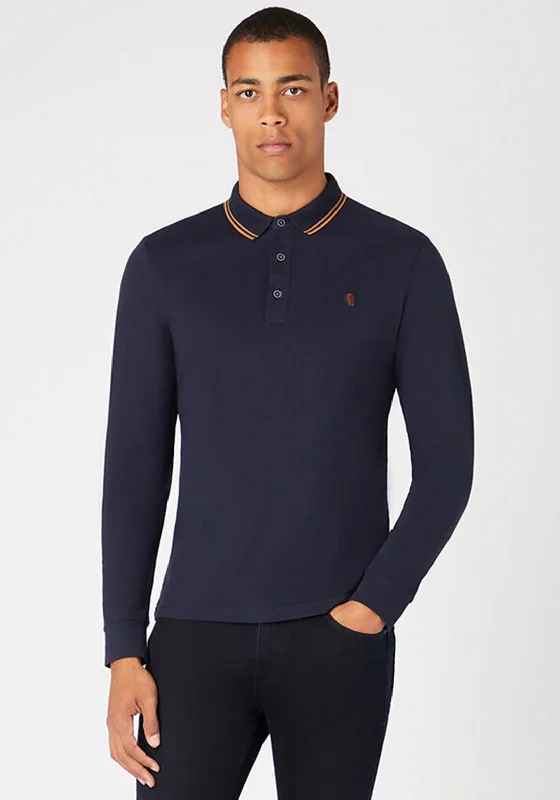 Wool polo shirtRemus Uomo Long Sleeve Pique Polo Shirt, Navy