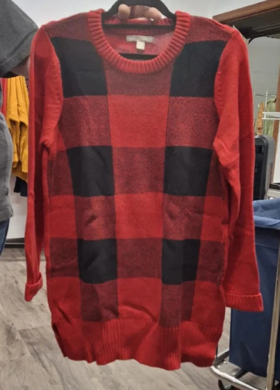 Red Black Plaid SweaterFormal Knit Tops