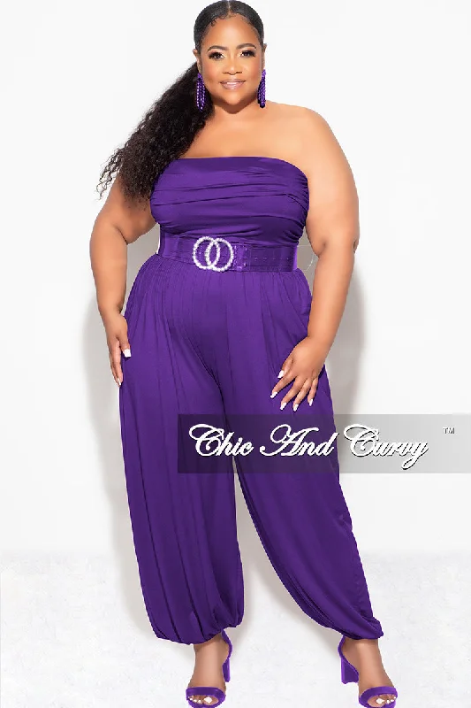 Final Sale Plus Size Strapless Jumpsuit in PurplePlus size women's casual tops