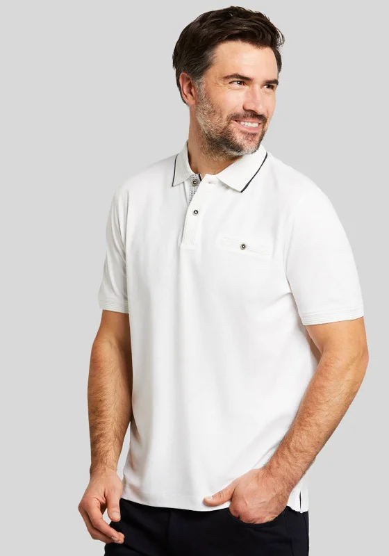 Sleep polo shirtBugatti 8151 Contrast Collar Polo Shirt, White