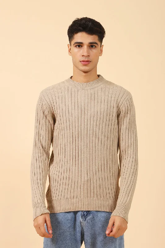 RIBBED KNIT SWEATERCable Knit Tops