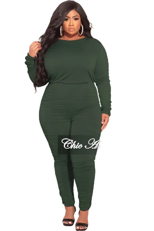 Final Sale Plus Size 2-Piece Top and Pants in OlivePlus Large women's linen tops