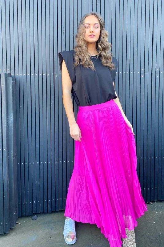 Milly Pleated Maxi Skirt Pink