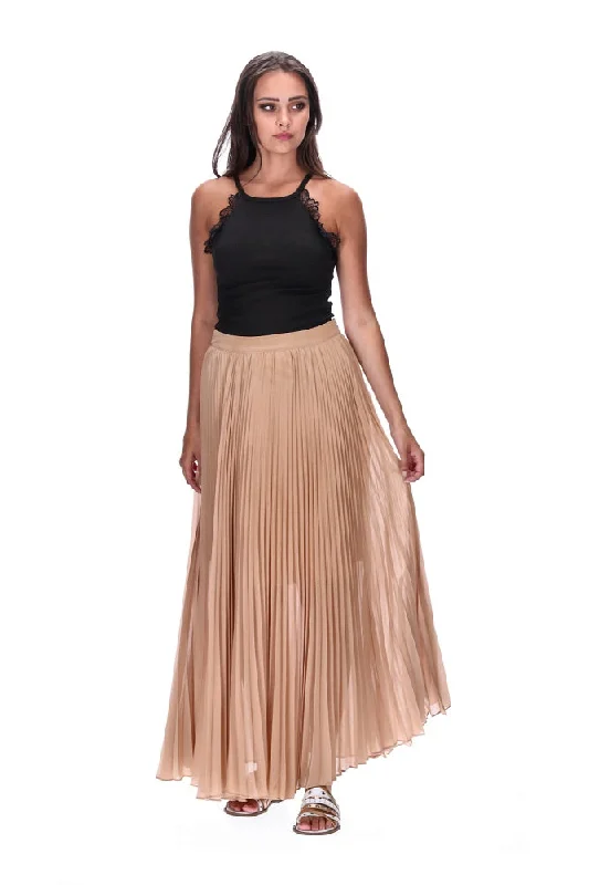 Milo Pleated Maxi Skirt Beige