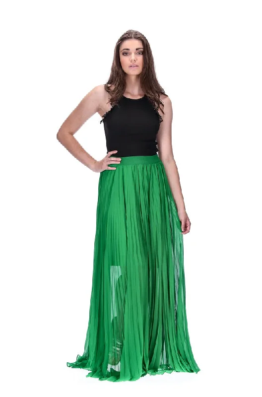 Milo Pleated Maxi Skirt Green