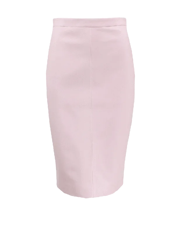 Pink Leather Pencil Skirt