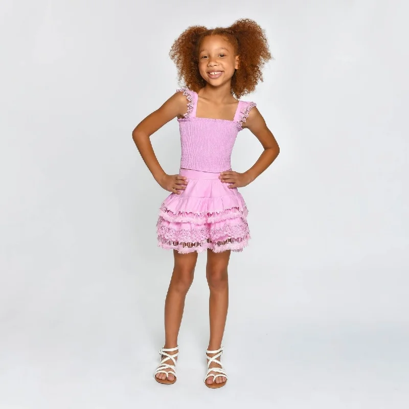 ADINA PINK LEMONADE SMOCKED TOP AND RUFFLE SKIRT (PREORDER)