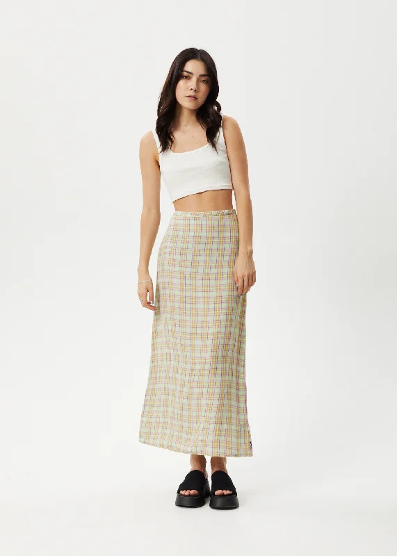 AFENDS Womens Kali - Maxi Skirt - Pistachio Check