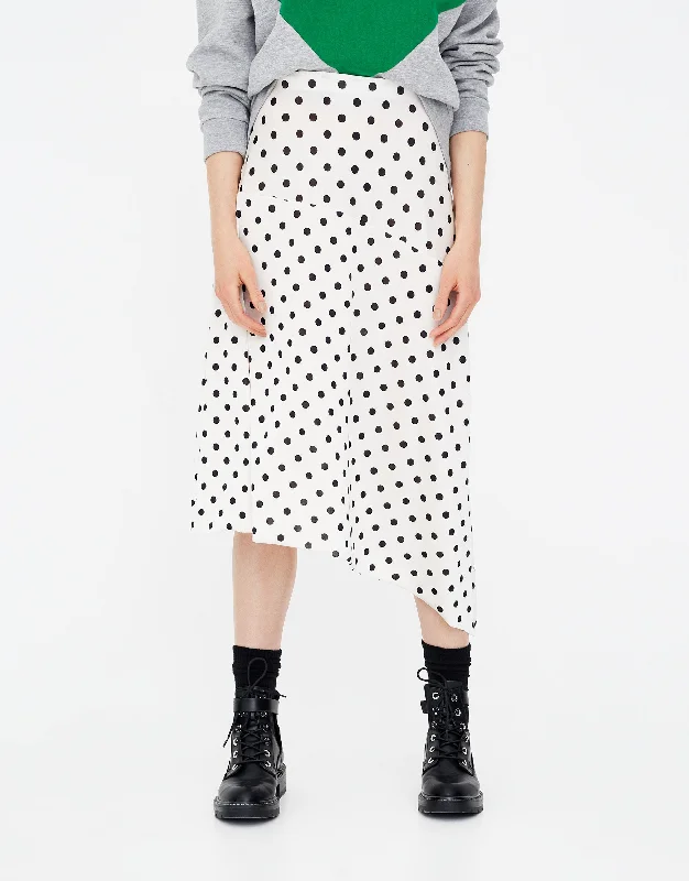 Polka dot asymmetric skirt