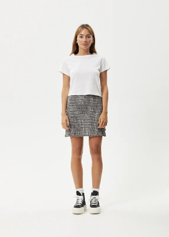 AFENDS Womens Asta - Seersucker Mini Skirt - Steel Check