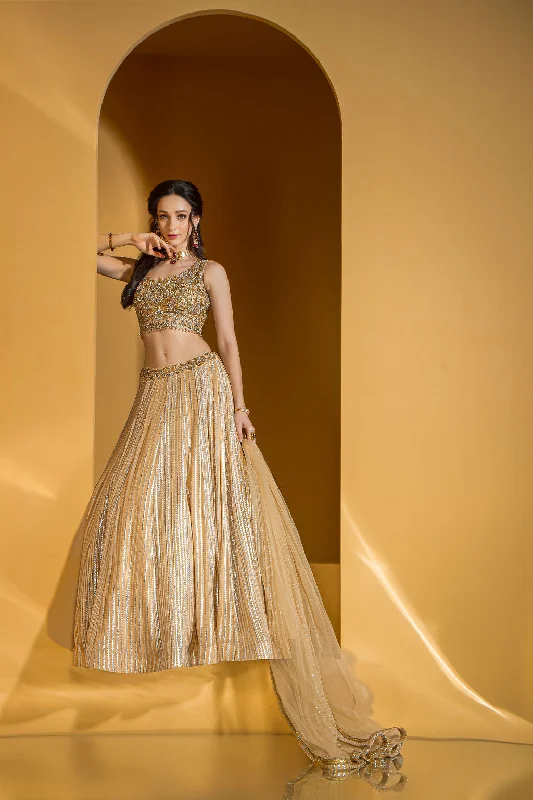 Golden enbroidered top with Skirt