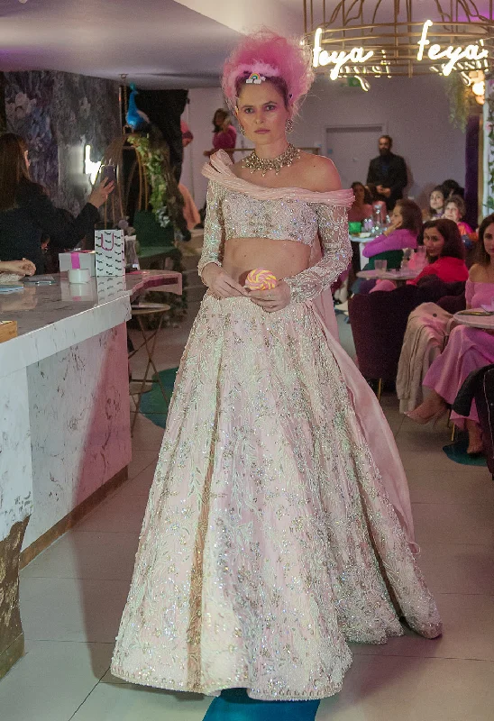 Pink Embroidered Top and Skirt