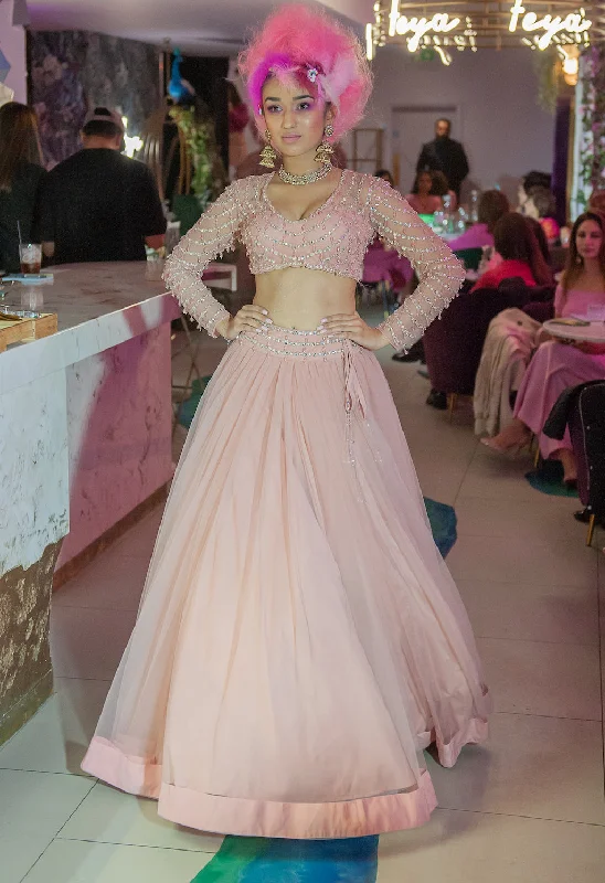 Pink Embroidered Top and Skirt