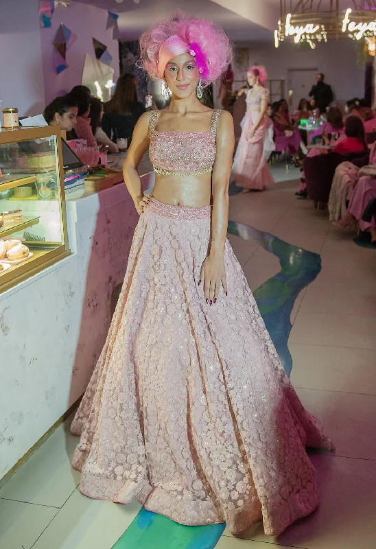 Pink Embroidered Top and Skirt